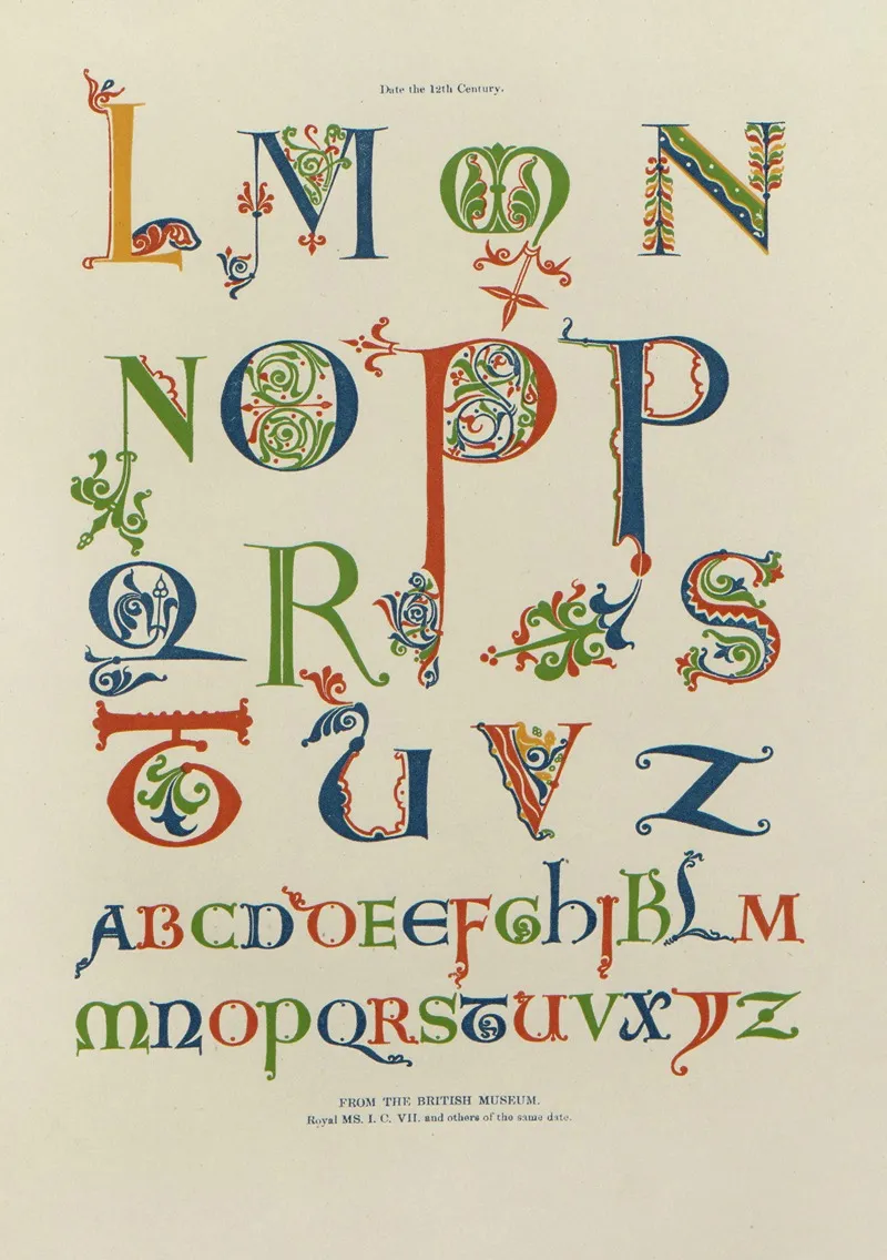 Alphabets Numerals And Devices Of The Middle Ages Pl 05 Wall Art by Henry Shaw - High-Resolution Digital Print