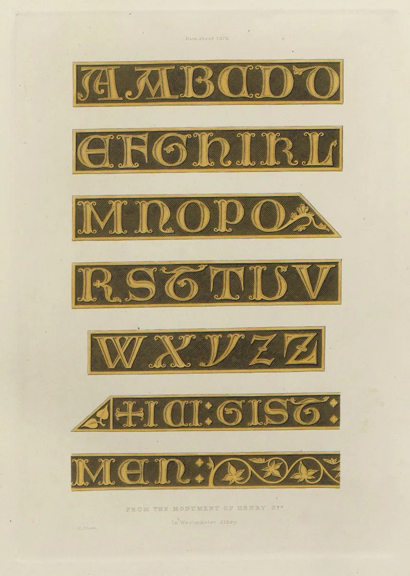 Alphabets Numerals And Devices Of The Middle Ages Pl 06 Wall Art by Henry Shaw - High-Resolution Digital Print