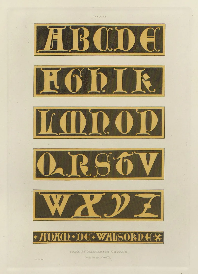 Alphabets Numerals And Devices Of The Middle Ages Pl 07 Wall Art by Henry Shaw - High-Resolution Digital Print