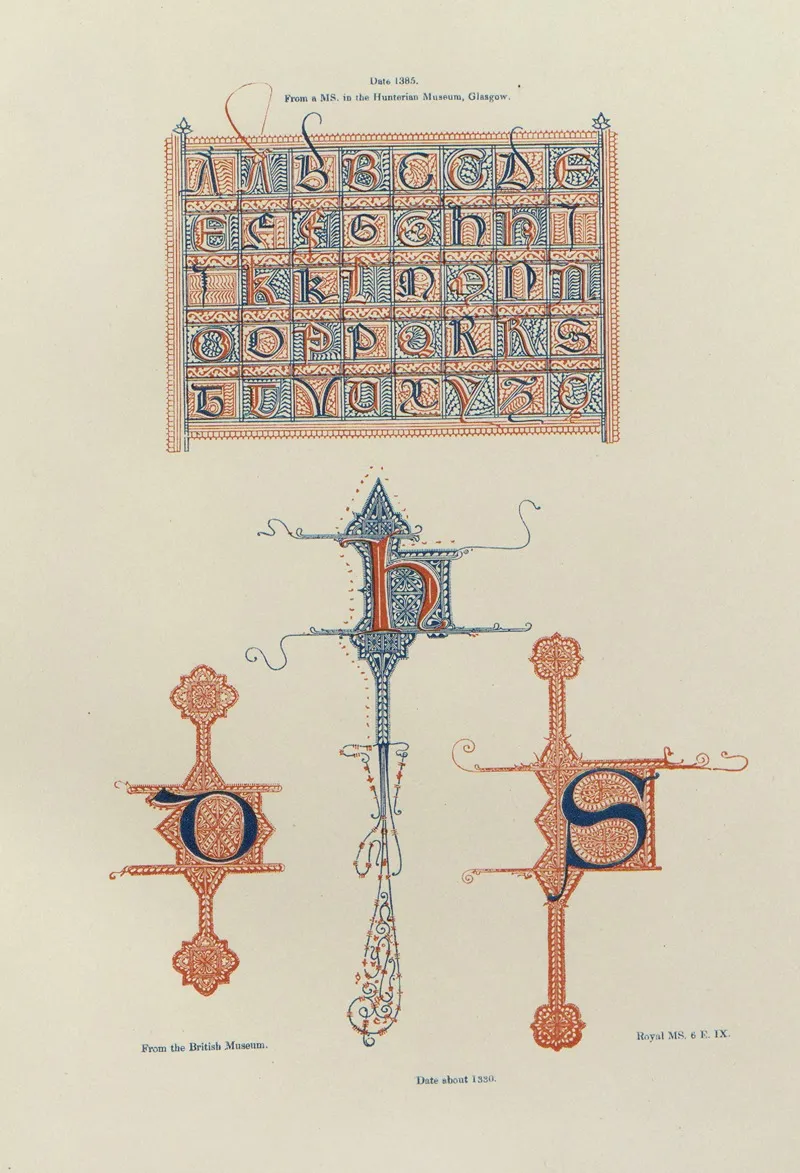 Alphabets Numerals And Devices Of The Middle Ages Pl 08 Wall Art by Henry Shaw - High-Resolution Digital Print