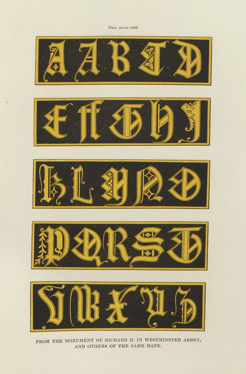 Alphabets Numerals And Devices Of The Middle Ages Pl 09 Wall Art by Henry Shaw - High-Resolution Digital Print