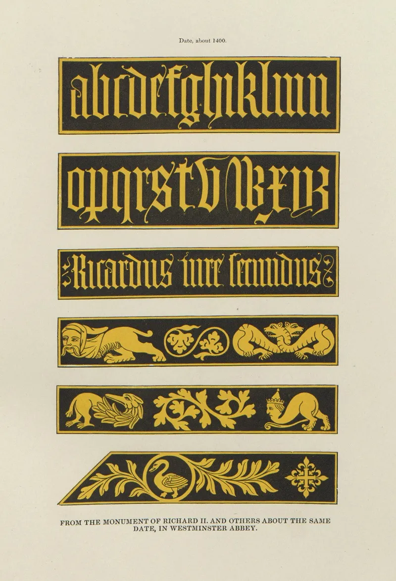 Alphabets Numerals And Devices Of The Middle Ages Pl 10 Wall Art by Henry Shaw - High-Resolution Digital Print