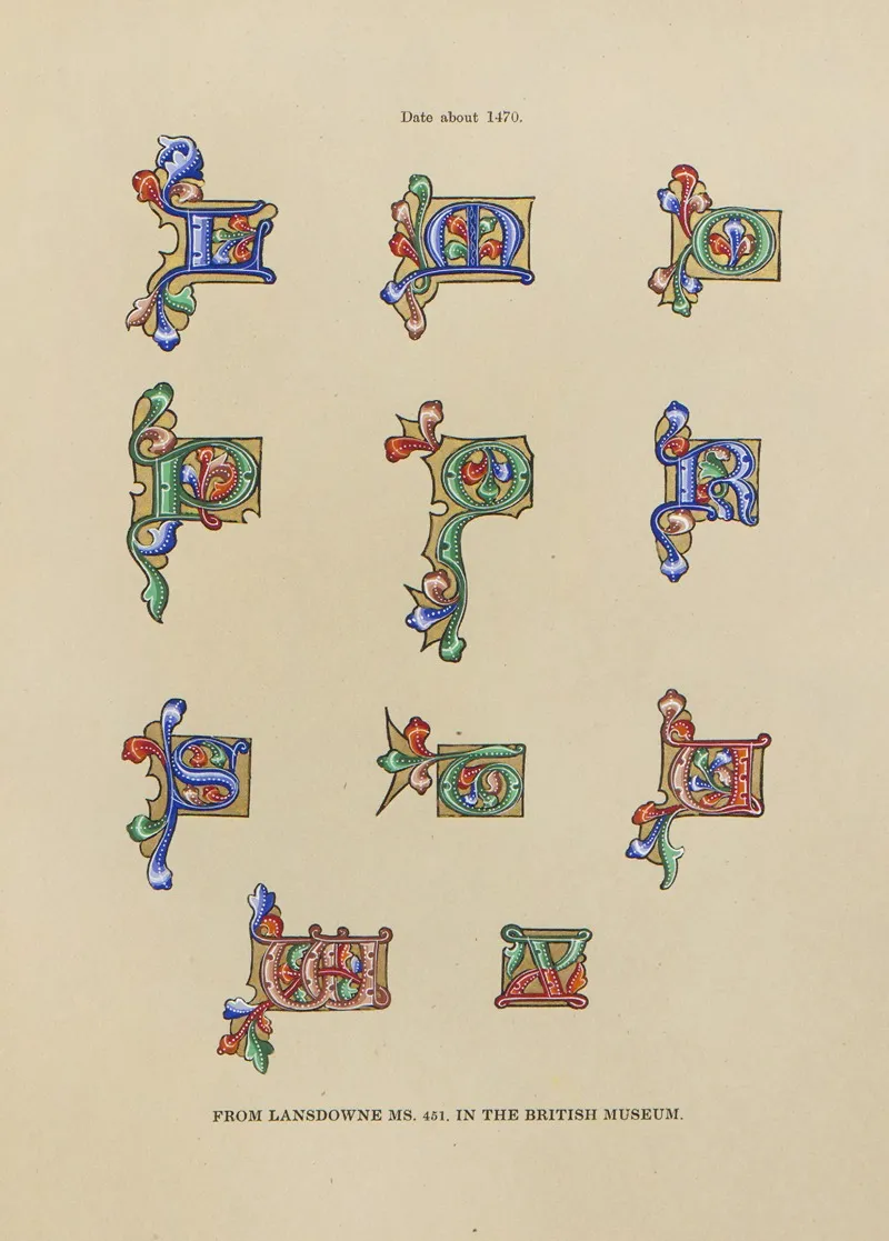 Alphabets Numerals And Devices Of The Middle Ages Pl 18 Wall Art by Henry Shaw - High-Resolution Digital Print