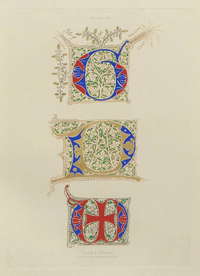 Alphabets Numerals And Devices Of The Middle Ages Pl 19 Wall Art by Henry Shaw - High-Resolution Digital Print
