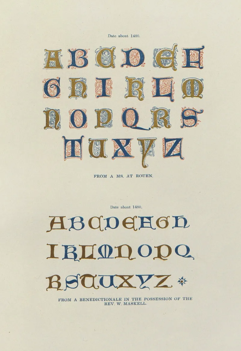 Alphabets Numerals And Devices Of The Middle Ages Pl 24 Wall Art by Henry Shaw - High-Resolution Digital Print