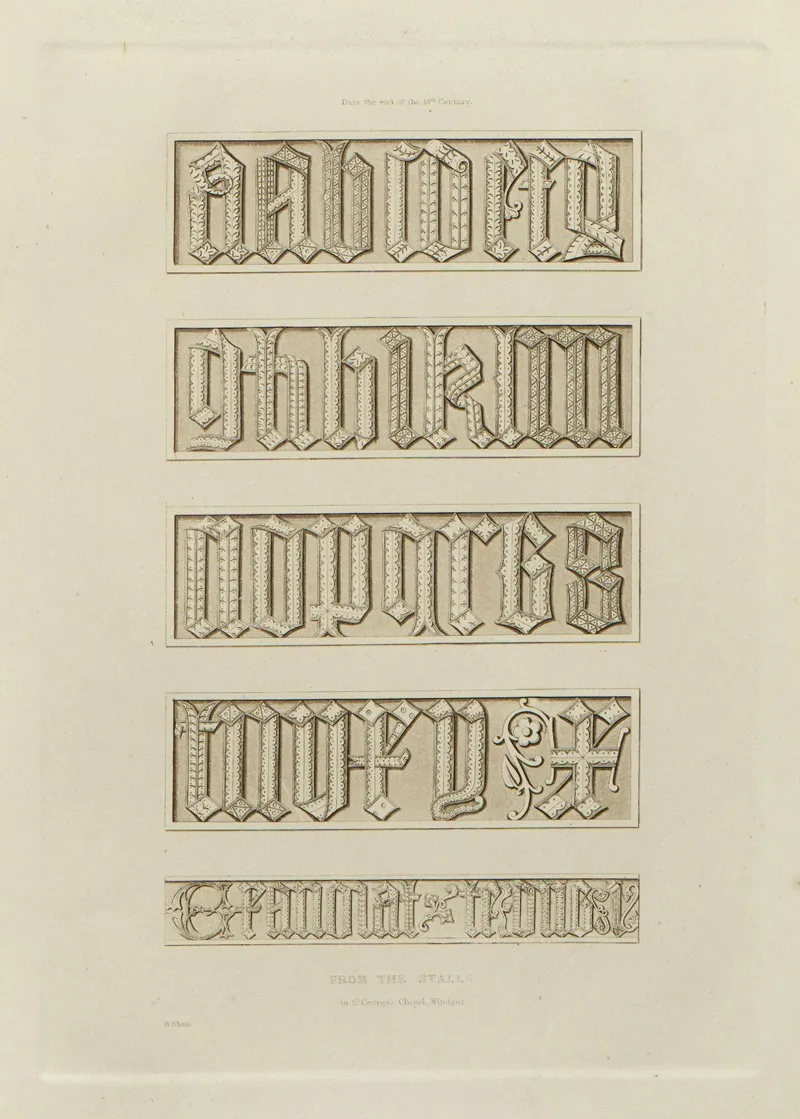 Alphabets Numerals And Devices Of The Middle Ages Pl 28 Wall Art by Henry Shaw - High-Resolution Digital Print