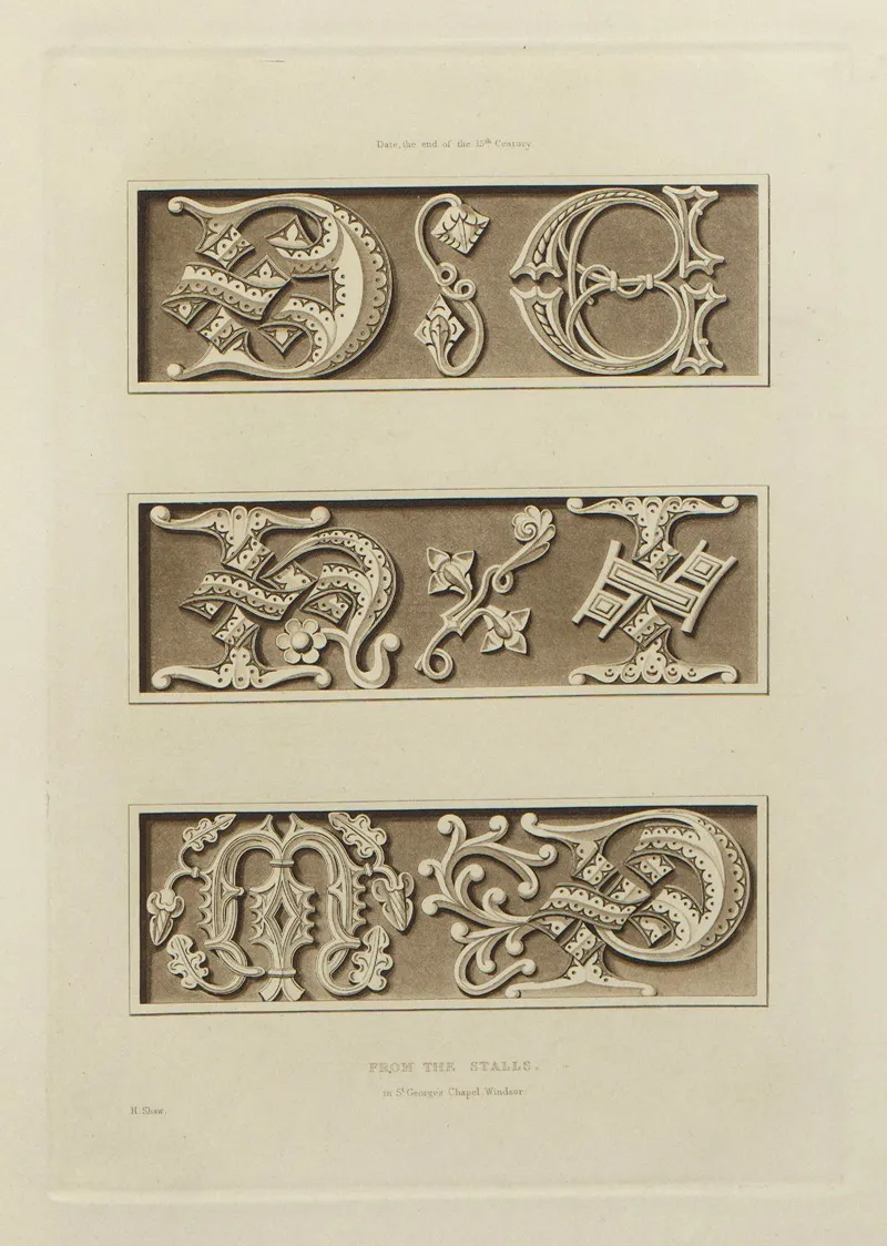 Alphabets Numerals And Devices Of The Middle Ages Pl 29 Wall Art by Henry Shaw - High-Resolution Digital Print