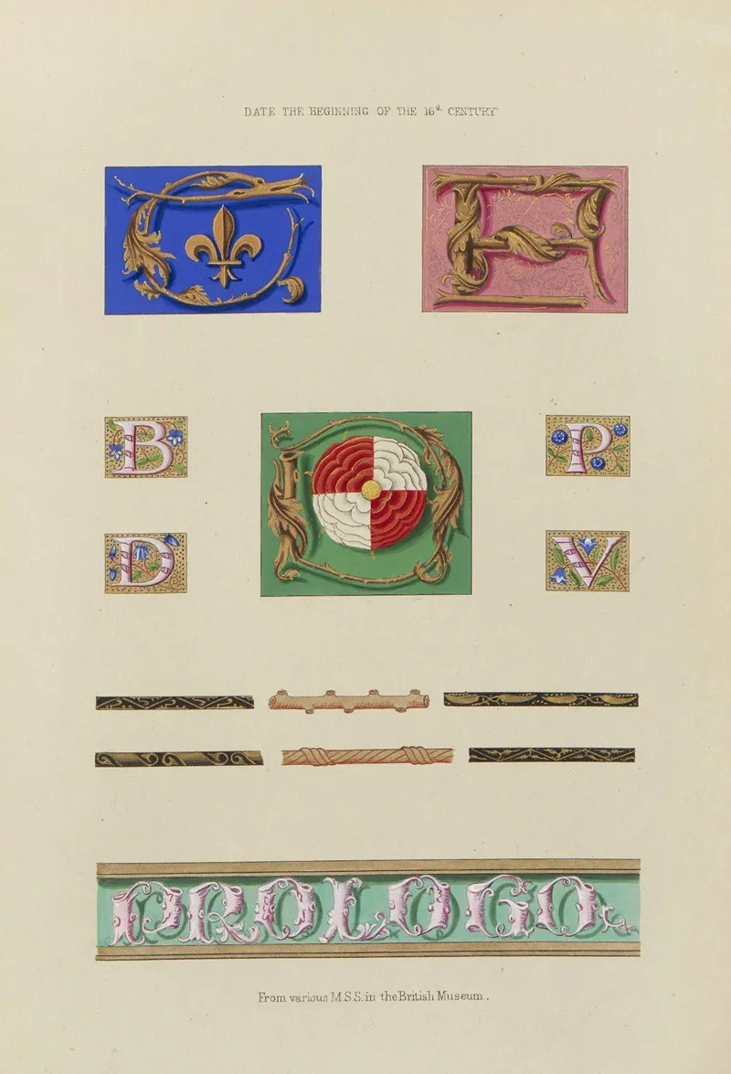 Alphabets Numerals And Devices Of The Middle Ages Pl 32 Wall Art by Henry Shaw - High-Resolution Digital Print