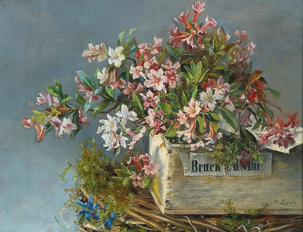 Alpine Roses In A Window Box Wall Art by Andreas Lach - High-Resolution Digital Print