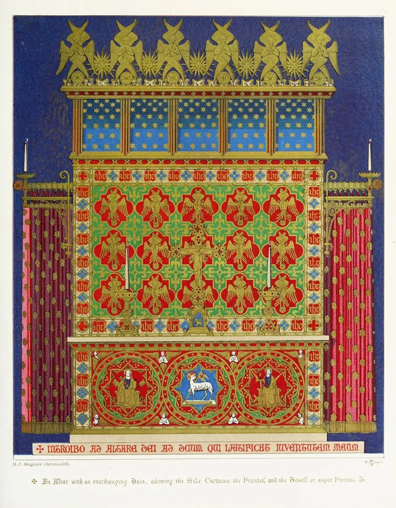 Altar And Dossell With Curtains Wall Art by Augustus Pugin - High-Resolution Digital Print