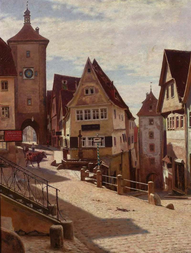 Am Plonlein In Rothenburg Wall Art by Aleksander Gierymski - High-Resolution Digital Print