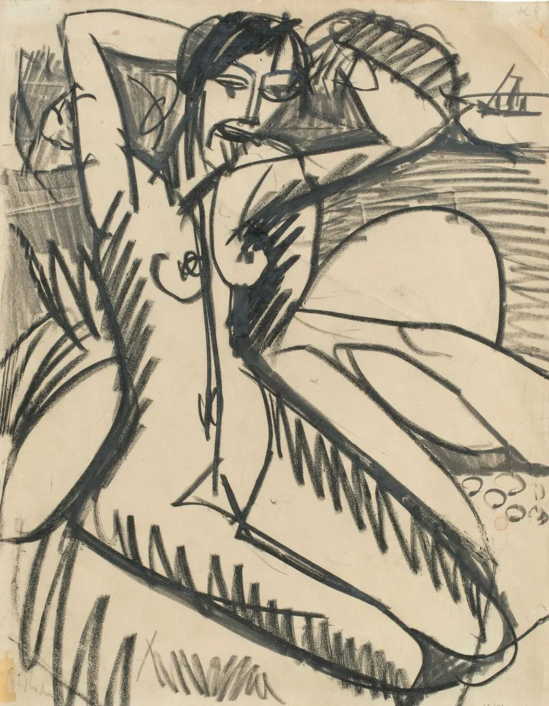 Am Strand Sitzender Wall Art by Ernst Ludwig Kirchner - High-Resolution Digital Print