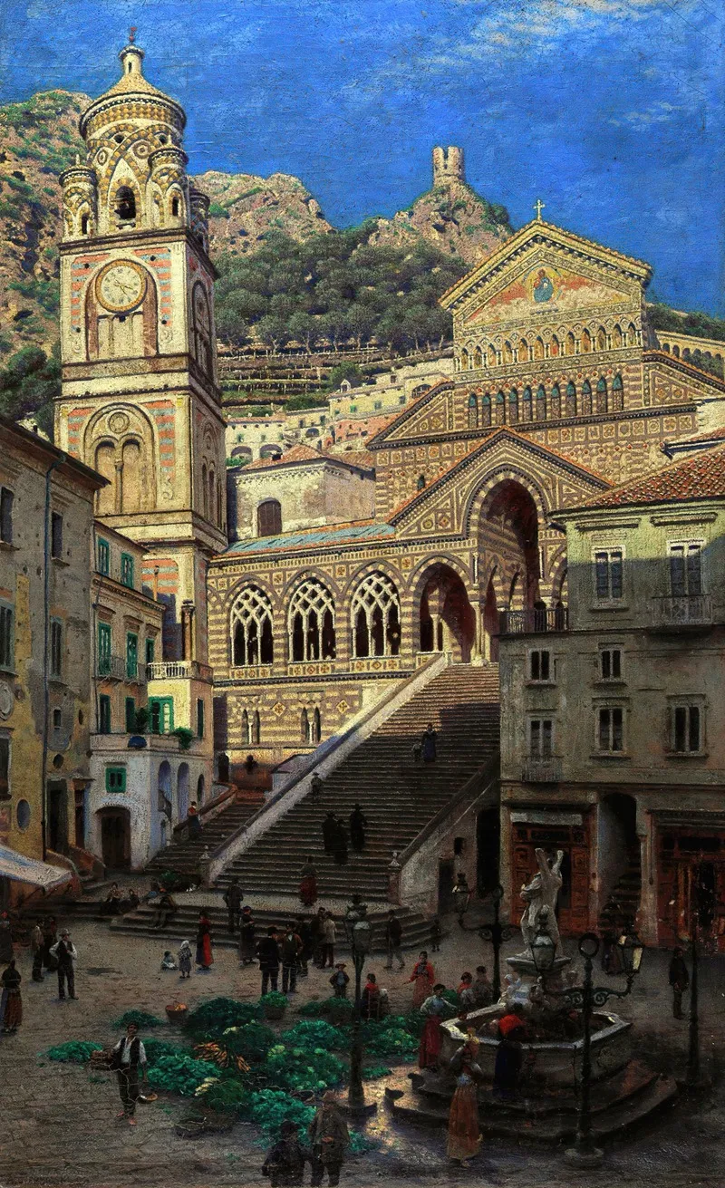 Amalfi Cathedral Wall Art by Aleksander Gierymski - High-Resolution Digital Print