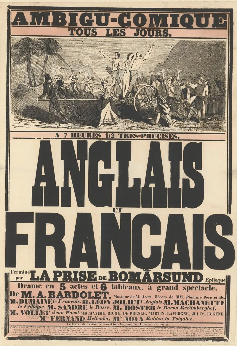 Ambigu Comique Anglais Et Francais Termine Par La Prise De Bomarsund Drame En 5 Actes Et 6 Tableaux A Grand Spectacle De M A Bardolet Wall Art by Imp. Typographie Morris et comp. - High-Resolution Digital Print