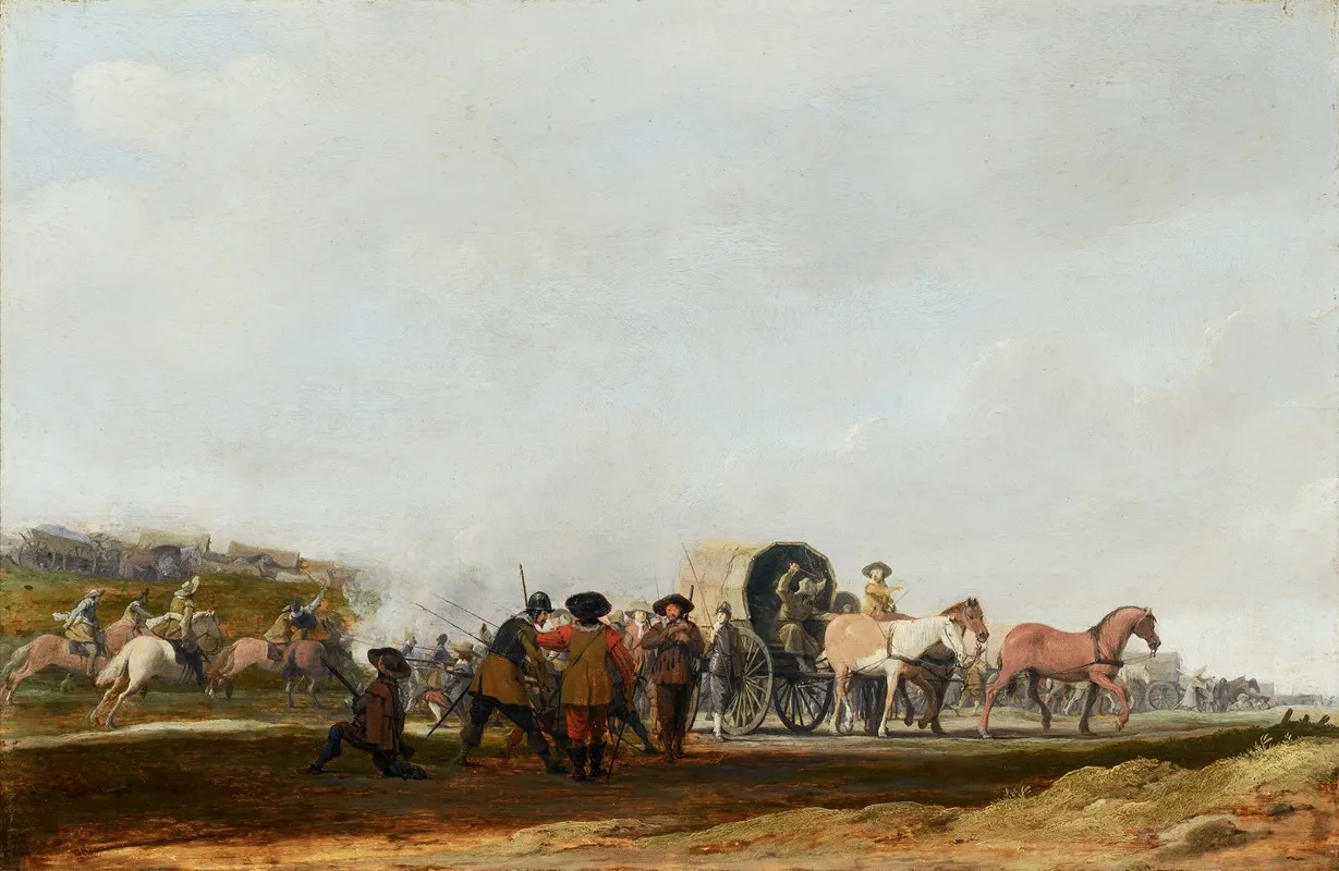 Ambushing An Army Convoy Wall Art by Pieter Post - High-Resolution Digital Print