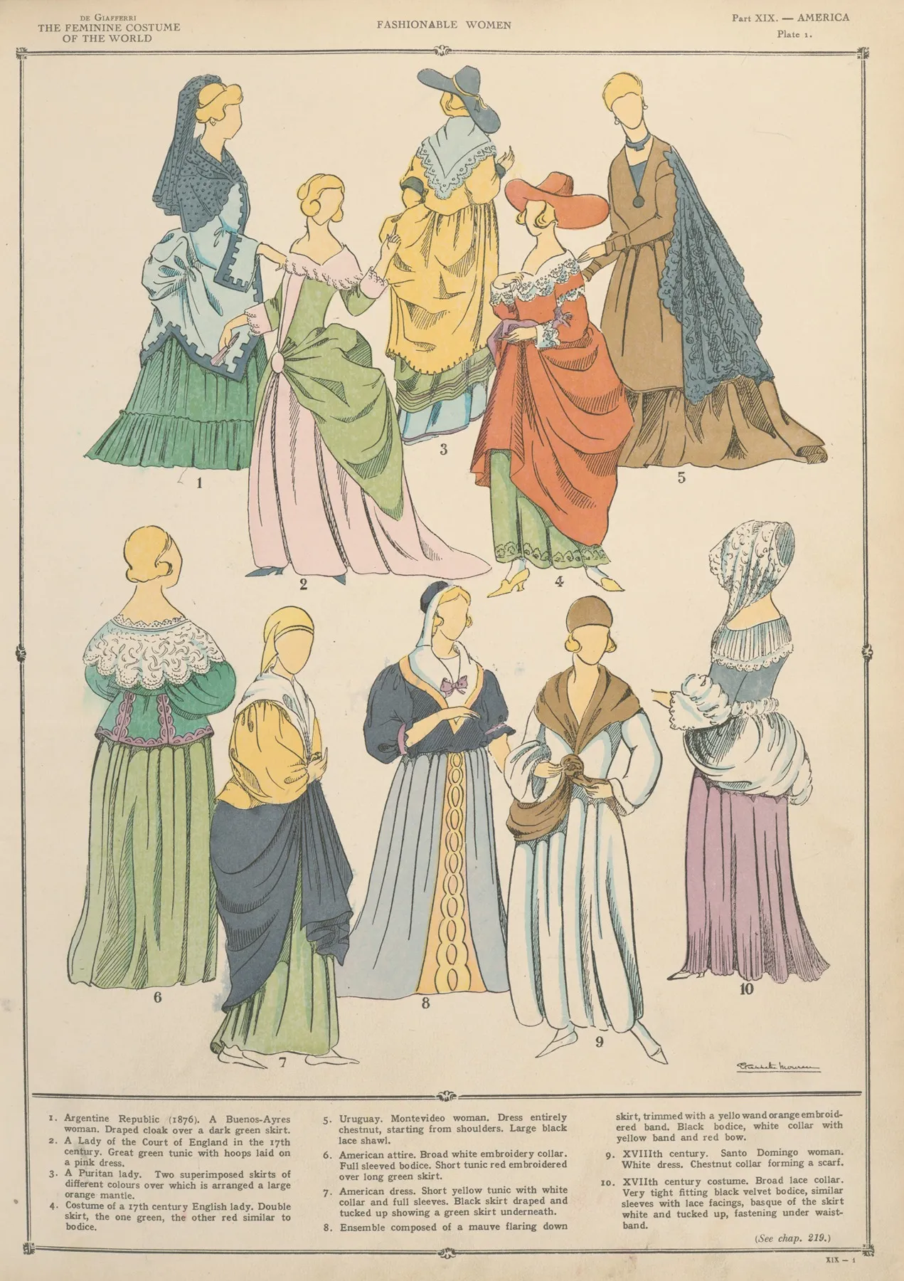 America Fashionable Ladies Wall Art by Paul Louis de Giafferri - High-Resolution Digital Print