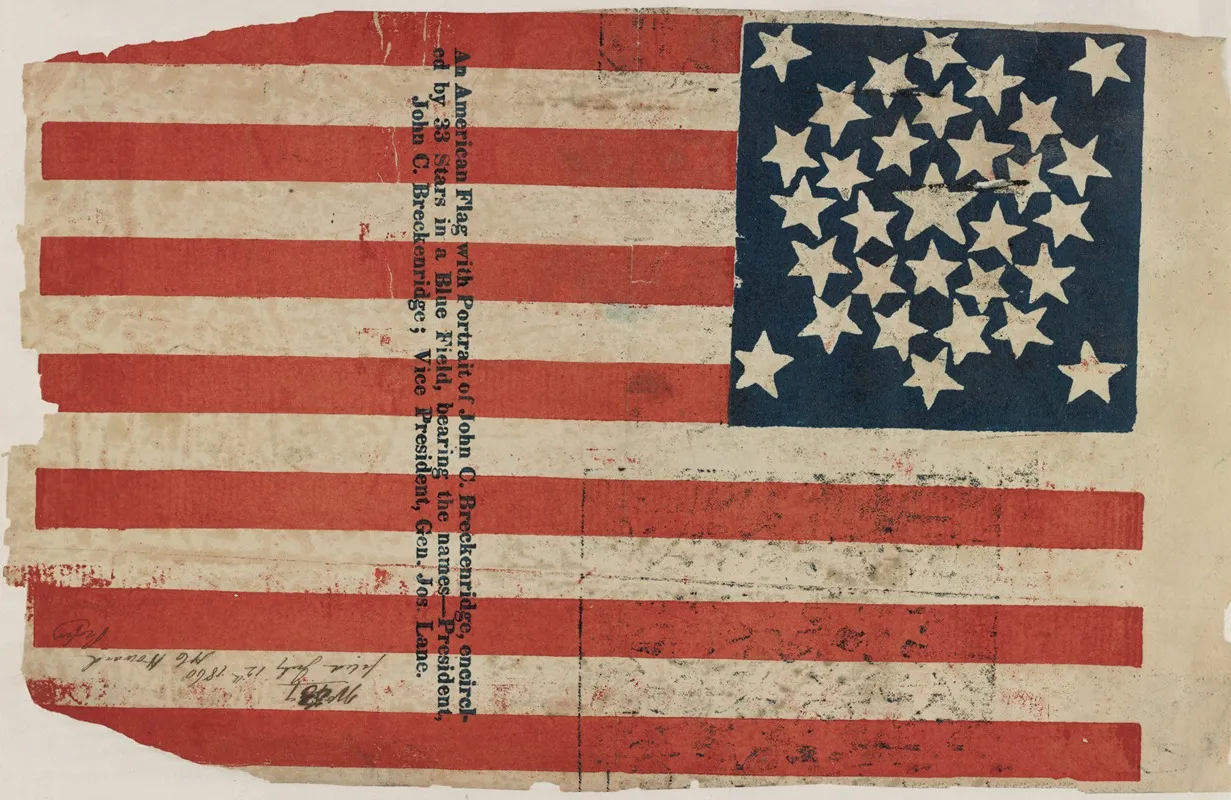 American Flag Campaign Banner For John C Breckinridge And Joseph Lane Wall Art by H. C. Howard - High-Resolution Digital Print