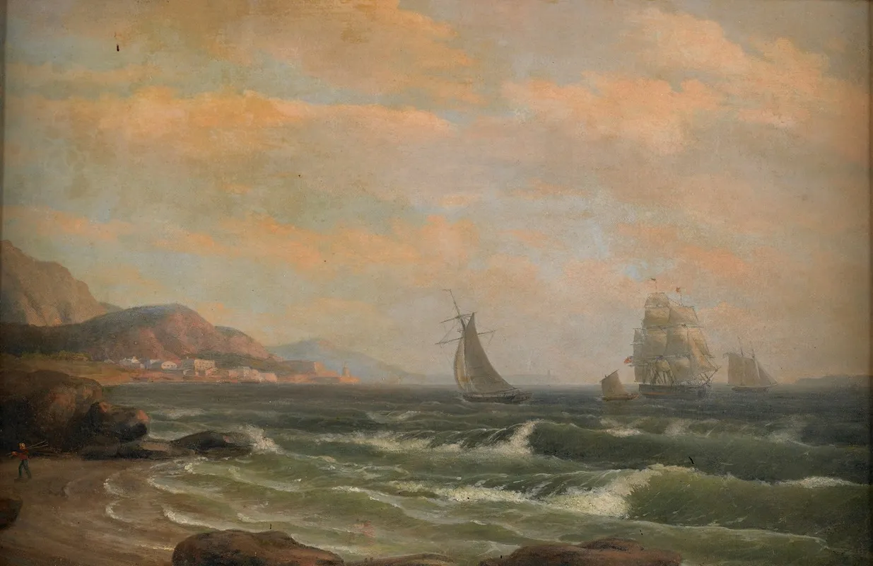 American Frigate In The Bay Of St Helena