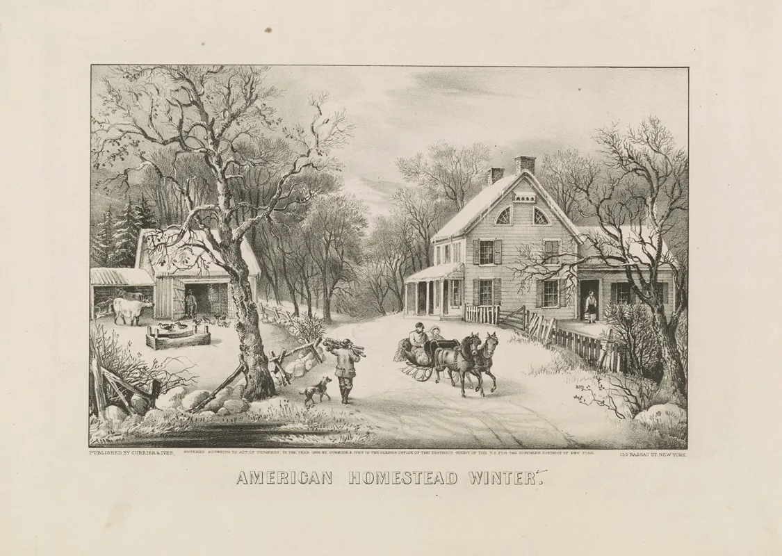 American Homestead Winter Wall Art by John Cameron - High-Resolution Digital Print