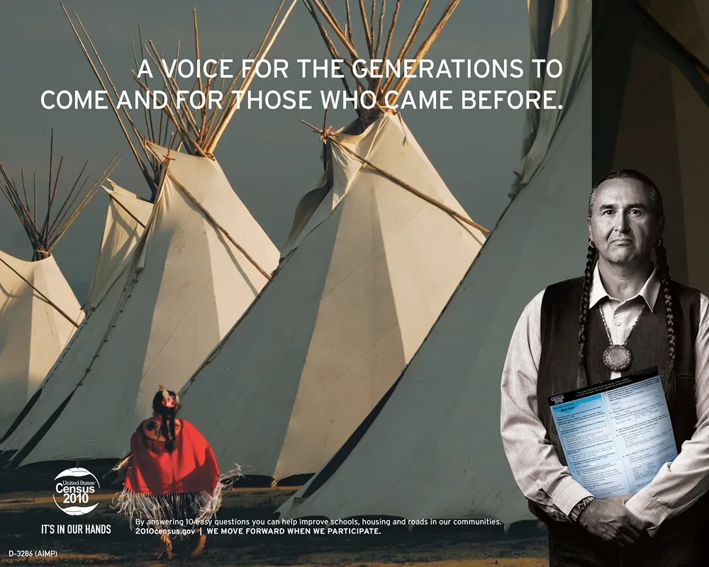American Indian Mountain And Plains Awareness Poster by Bureau of the Census - High-Resolution Digital Print