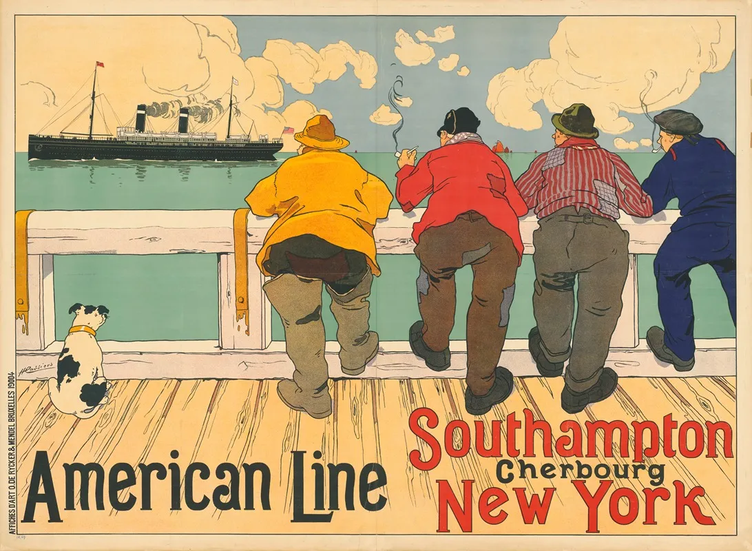 American Line Southampton Cherbourg New York Wall Art by Henri Cassiers - High-Resolution Digital Print