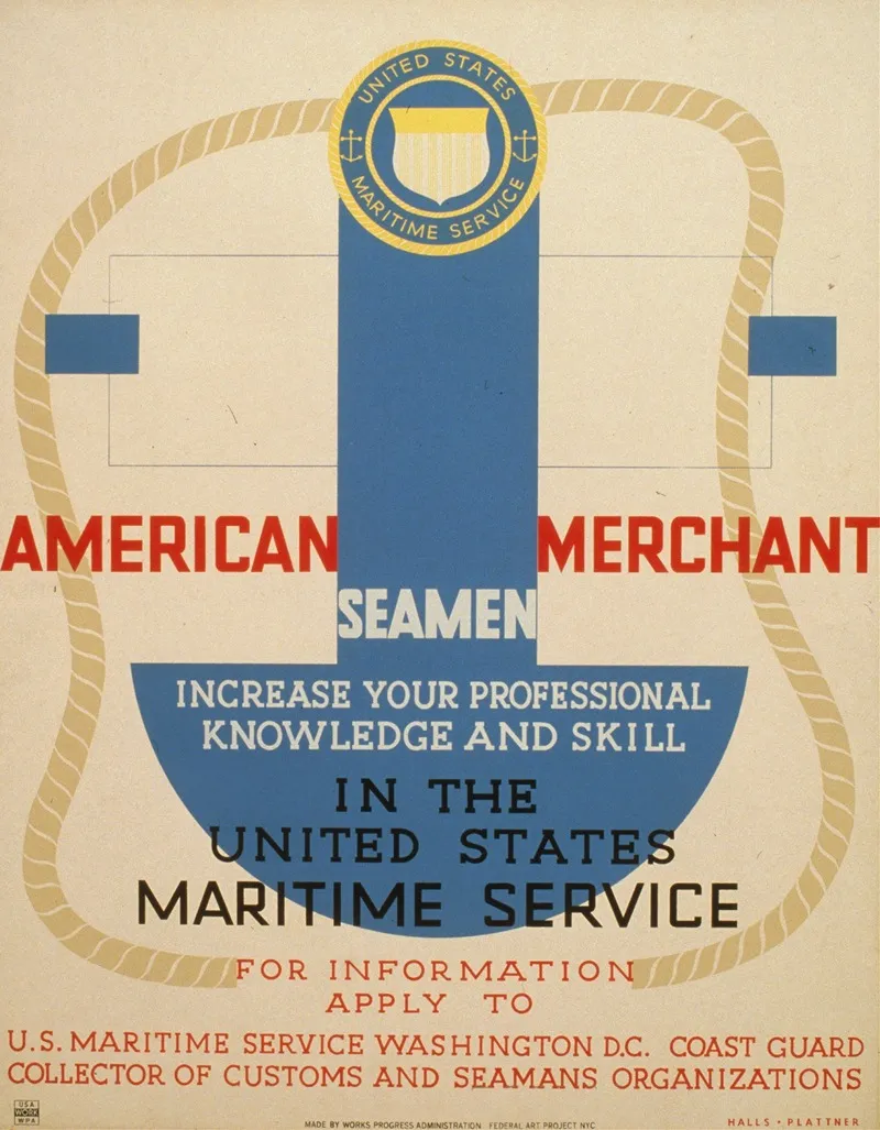 American Merchant Seamen Increase Your Professional Knowledge And Skill In The United States Maritime Service Wall Art by Richard Halls - High-Resolution Digital Print