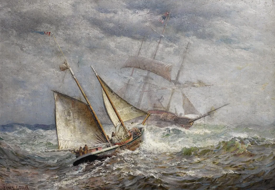 American Ships Meet At Sea Wall Art by James Gale Tyler - High-Resolution Digital Print