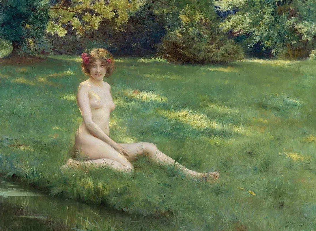 American Un Nu Sur La Pelouse Wall Art by Julius Leblanc Stewart - High-Resolution Digital Print