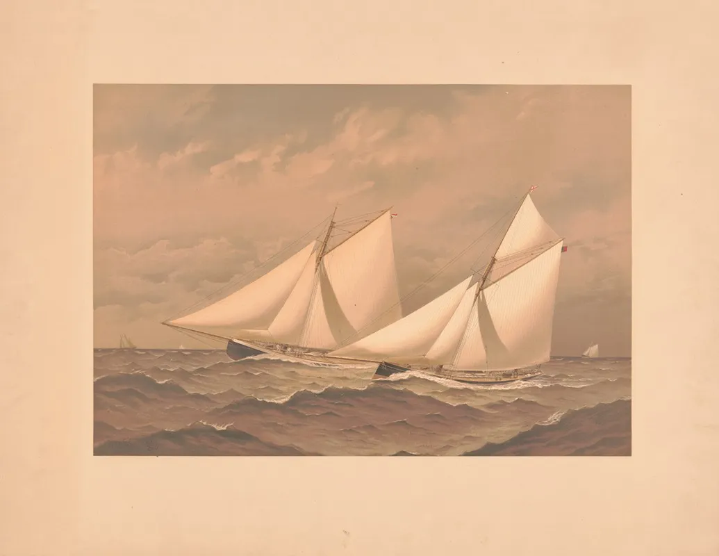 American Yachts Extra Plate For The Americas Cup 1885 Near The Finish Purtian Genesta 2 Wall Art by Frederick S. Cozzens - High-Resolution Digital Print