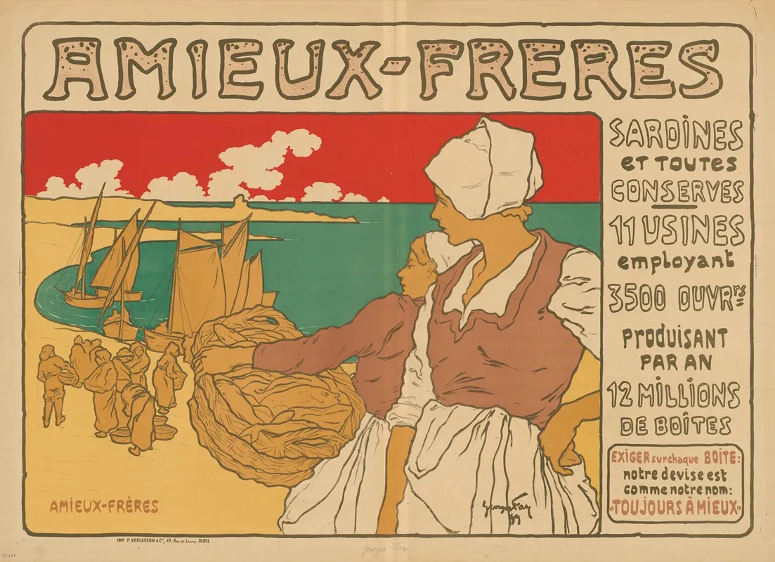 Amieux Freres Sardines Et Toutes Conserves Wall Art by Georges Fay - High-Resolution Digital Print