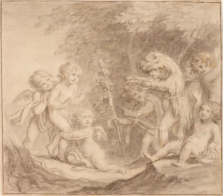 Amorini Playing In A Woodland Setting Wall Art by Lady Diana Beauclerk - High-Resolution Digital Print