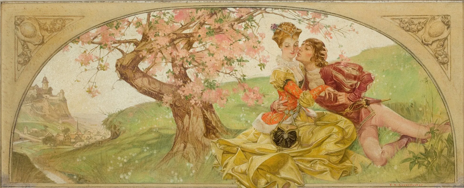 Amorous Young Couple Wall Art by Frank Xavier Leyendecker - High-Resolution Digital Print