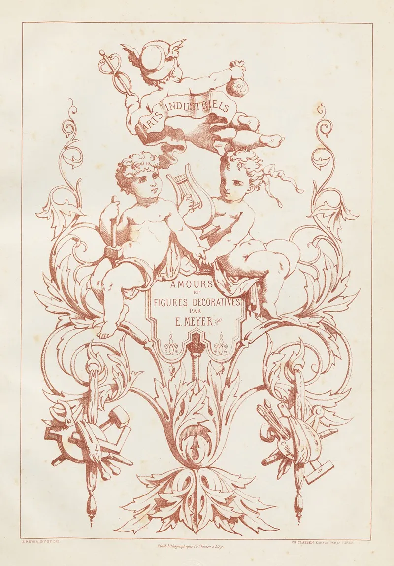Amours Et Figures Decoratives Arts Industriels Pl 01 Wall Art by E. Meyer - High-Resolution Digital Print