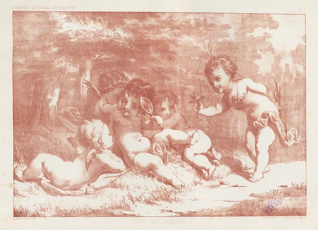 Amours Et Figures Decoratives Arts Industriels Pl 02 Wall Art by E. Meyer - High-Resolution Digital Print