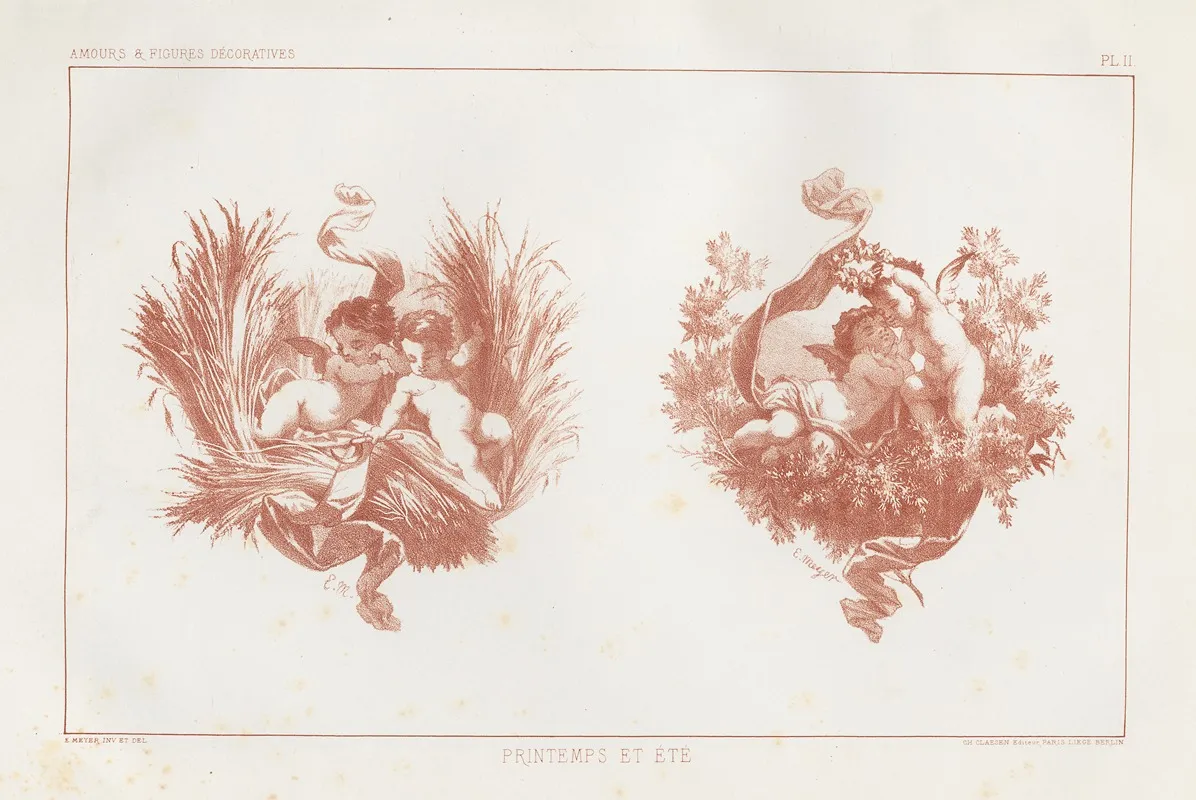 Amours Et Figures Decoratives Arts Industriels Pl 03 Wall Art by E. Meyer - High-Resolution Digital Print
