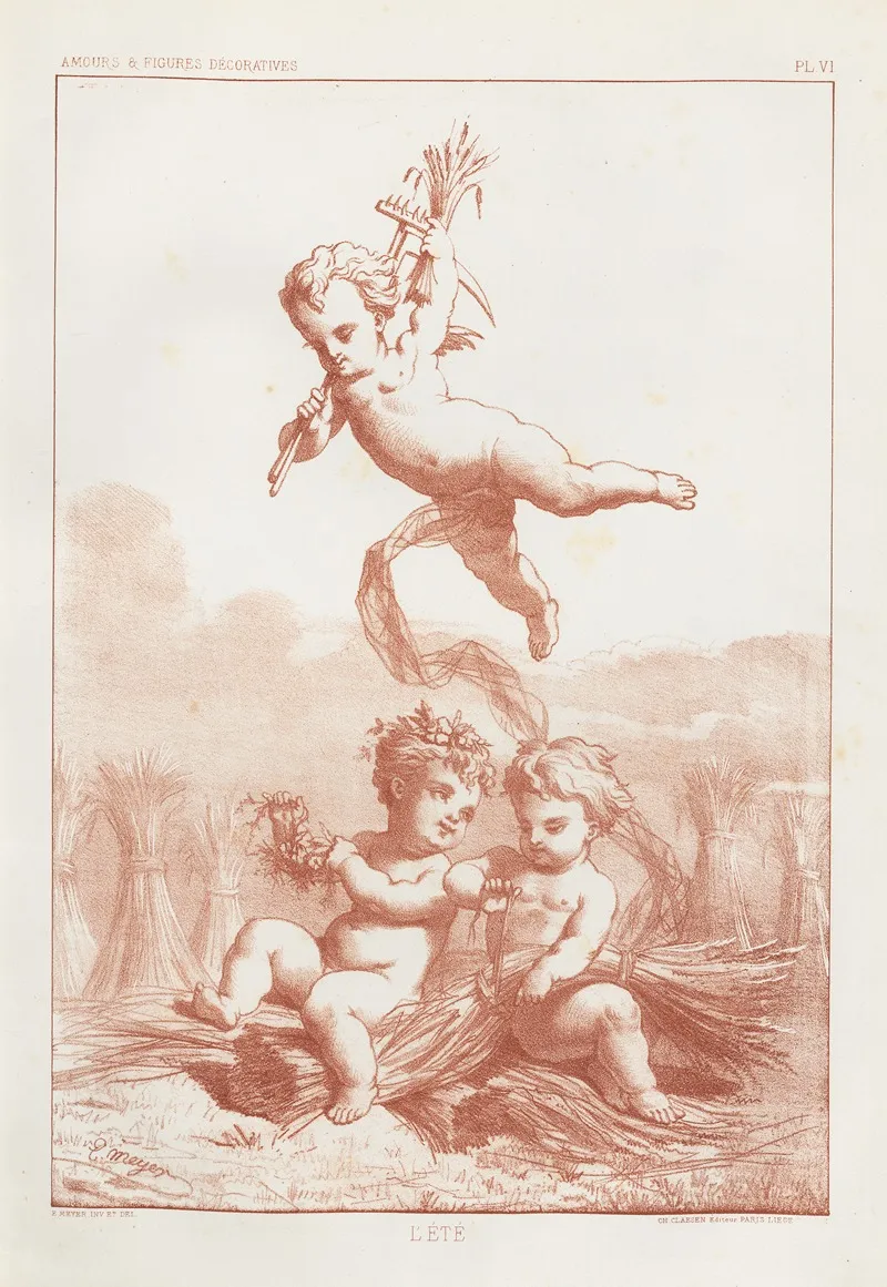 Amours Et Figures Decoratives Arts Industriels Pl 07 Wall Art by E. Meyer - High-Resolution Digital Print