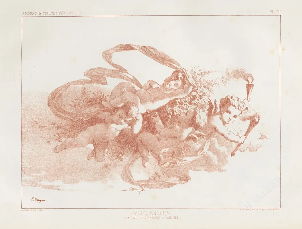 Amours Et Figures Decoratives Arts Industriels Pl 08 Wall Art by E. Meyer - High-Resolution Digital Print
