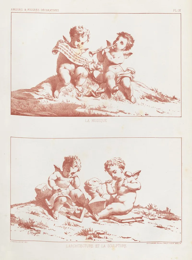 Amours Et Figures Decoratives Arts Industriels Pl 10 Wall Art by E. Meyer - High-Resolution Digital Print