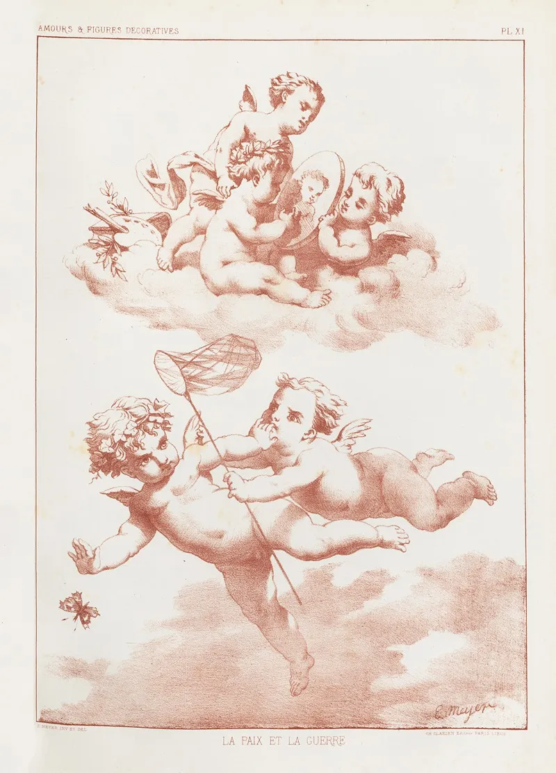 Amours Et Figures Decoratives Arts Industriels Pl 12 Wall Art by E. Meyer - High-Resolution Digital Print