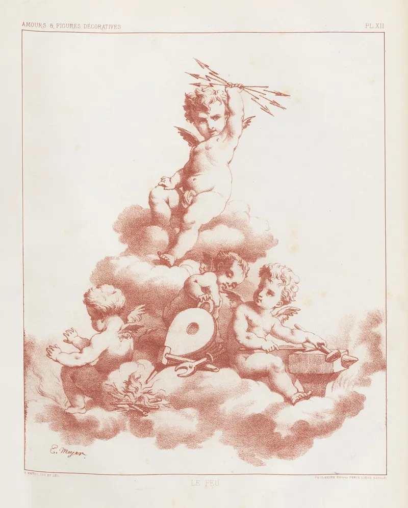 Amours Et Figures Decoratives Arts Industriels Pl 13 Wall Art by E. Meyer - High-Resolution Digital Print