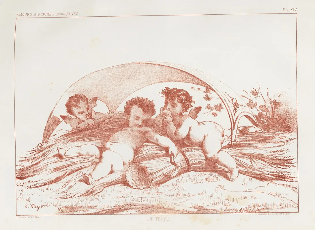 Amours Et Figures Decoratives Arts Industriels Pl 15 Wall Art by E. Meyer - High-Resolution Digital Print