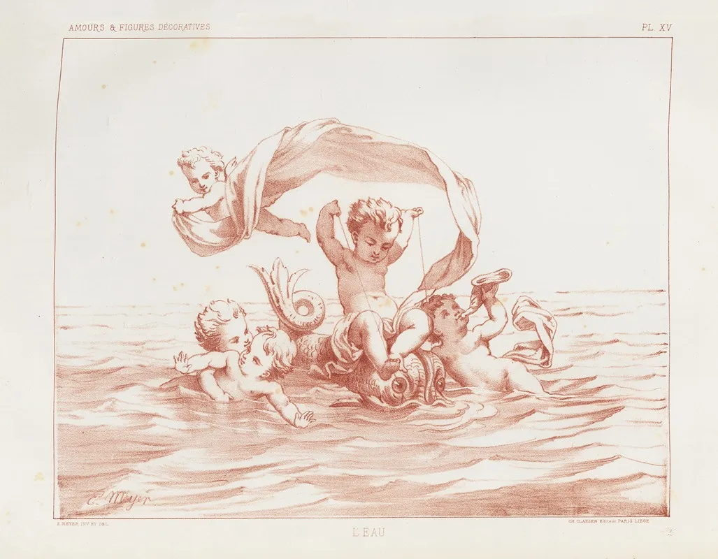 Amours Et Figures Decoratives Arts Industriels Pl 16 Wall Art by E. Meyer - High-Resolution Digital Print