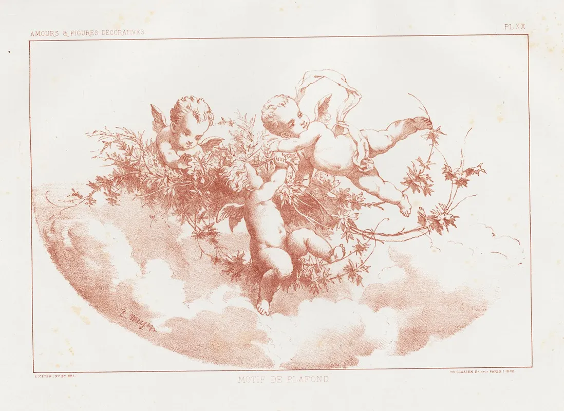 Amours Et Figures Decoratives Arts Industriels Pl 19 Wall Art by E. Meyer - High-Resolution Digital Print