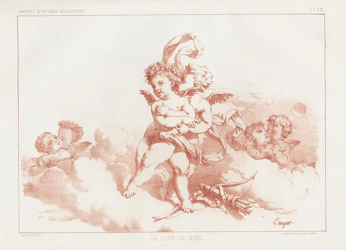 Amours Et Figures Decoratives Arts Industriels Pl 20 Wall Art by E. Meyer - High-Resolution Digital Print