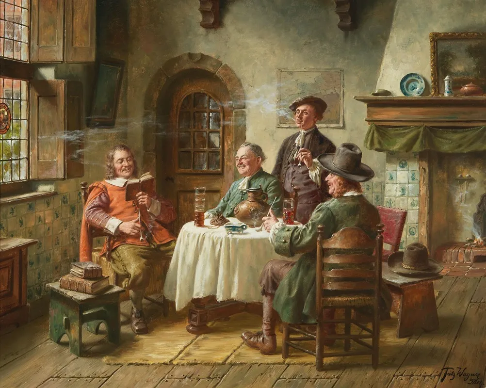 Amusing Reading Wall Art by Fritz Wagner - High-Resolution Digital Print