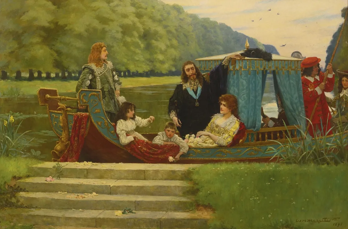 An Afternoon At Hampton Court Wall Art by William Henry Margetson - High-Resolution Digital Print