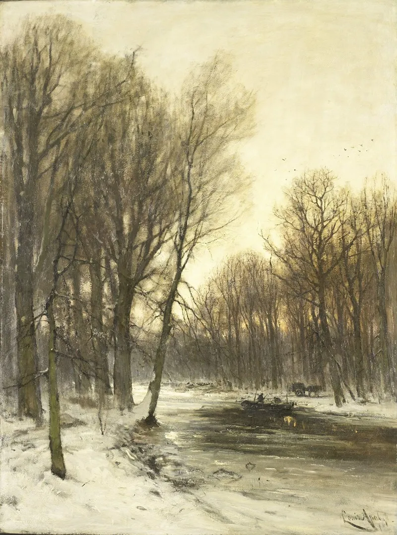 An Afternoon View Of Snowy Woods Wall Art by Louis Apol - High-Resolution Digital Print