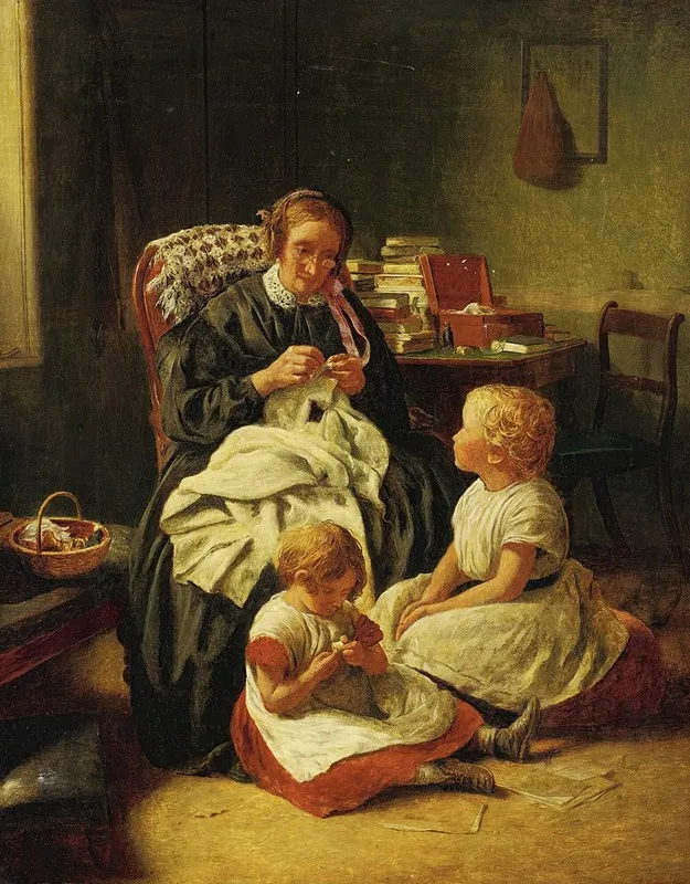 An Afternoon With Grandma Wall Art by Edward Thompson Davis - High-Resolution Digital Print