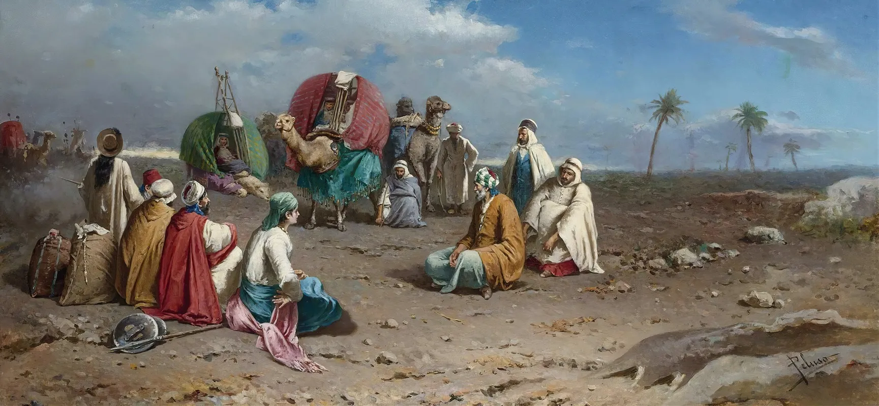 An Algerian Caravan At Rest Wall Art by Francesco Peluso - High-Resolution Digital Print