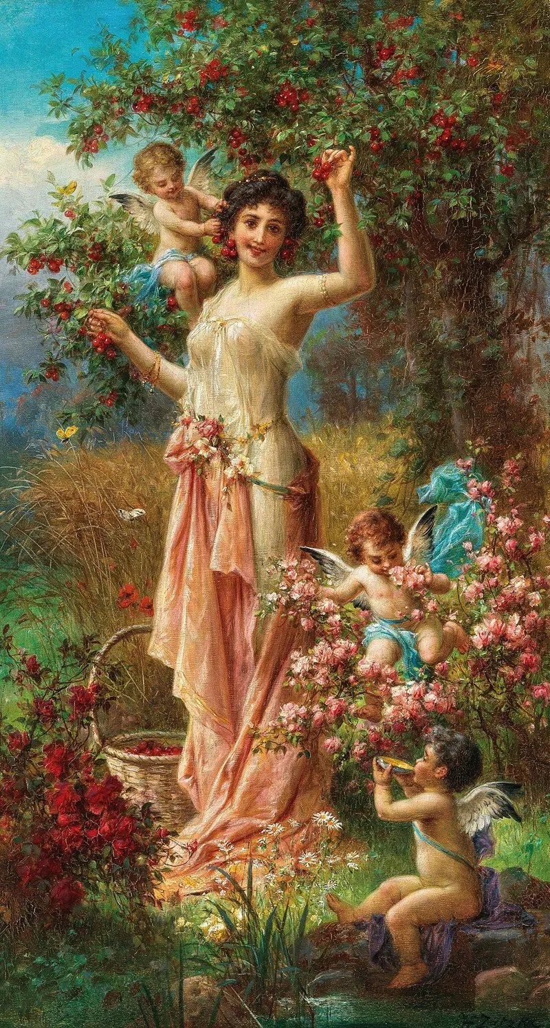 An Allegory Of Summer With Messengers Of Love Wall Art by Hans Zatzka - High-Resolution Digital Print
